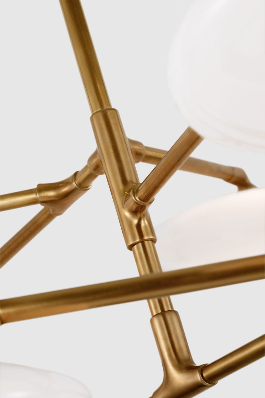 Brindille Extra Large Two Tier Chandelier | Soft Brass | White Glass