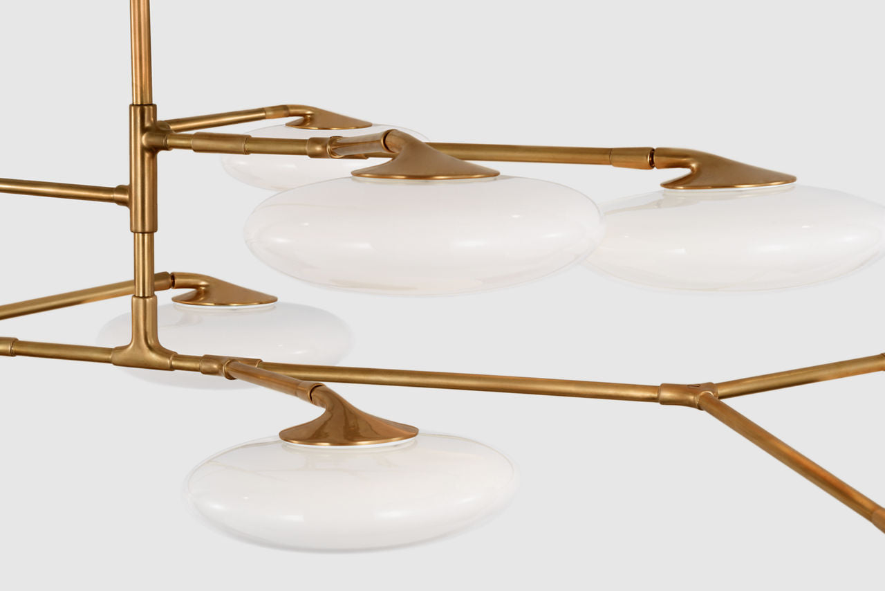 Brindille Extra Large Two Tier Chandelier | Soft Brass | White Glass