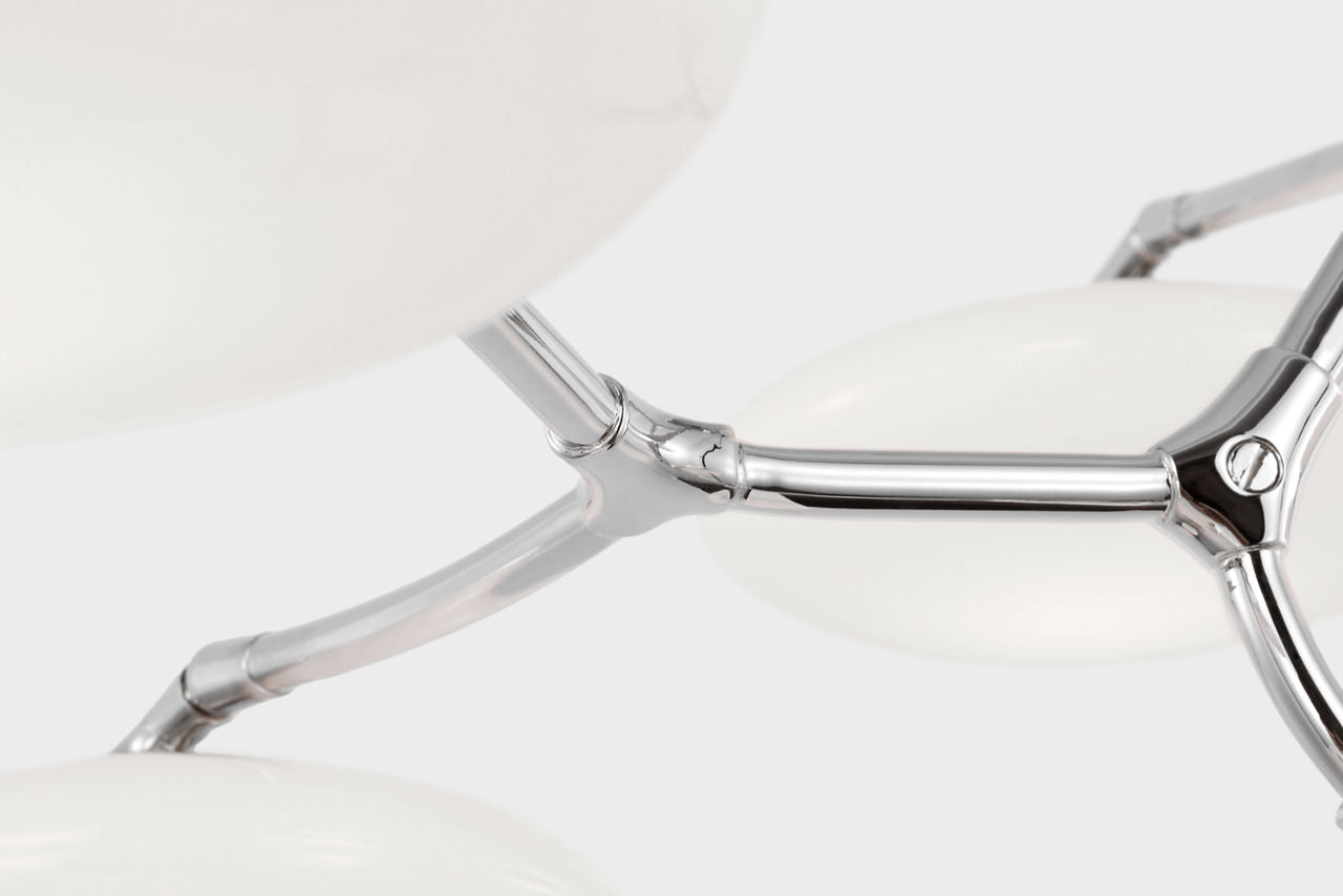 Brindille XL Entry Chandelier | Polished Nickel | White Glass