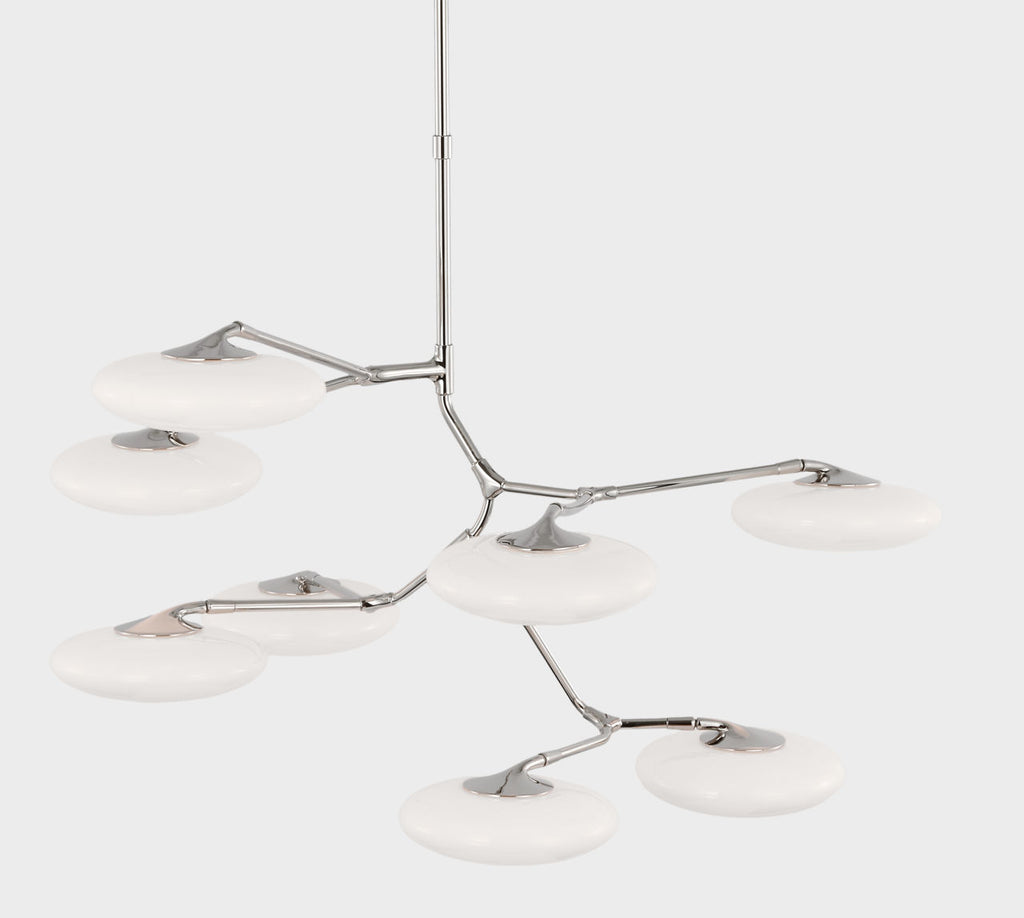 Brindille XL Entry Chandelier | Polished Nickel | White Glass