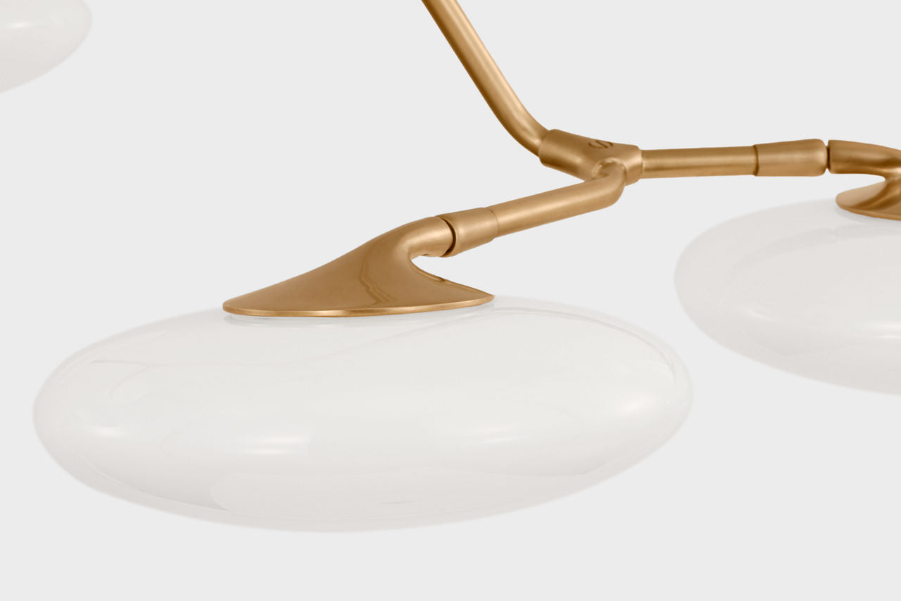 Brindille XL Entry Chandelier | Soft Brass | White Glass