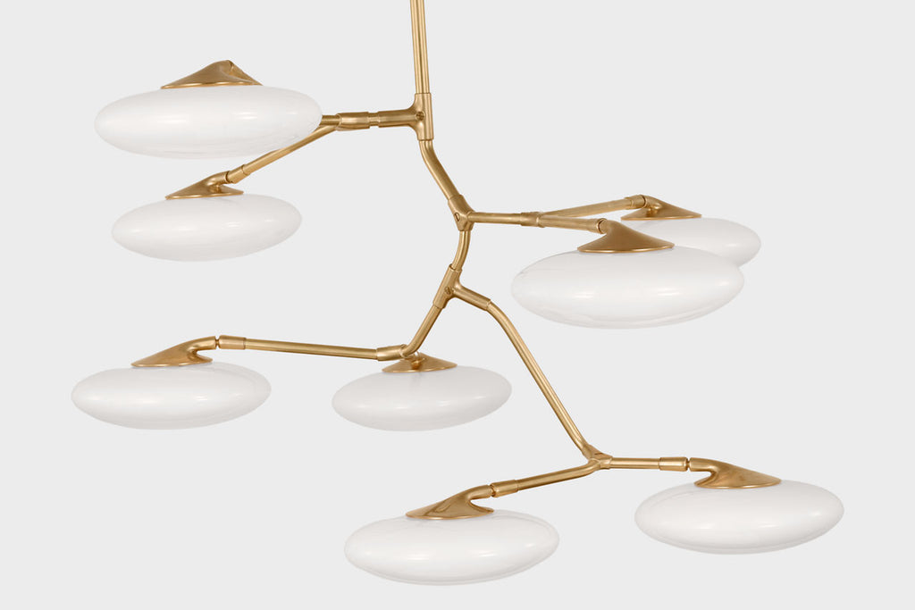 Brindille XL Entry Chandelier | Soft Brass | White Glass