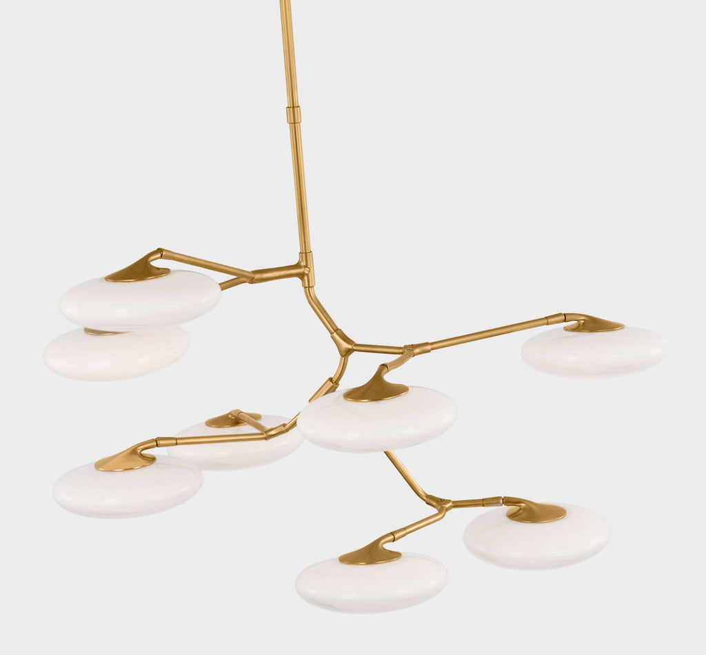 Brindille XL Entry Chandelier | Soft Brass | White Glass