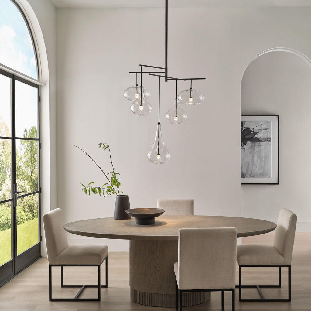 Lomme XL Chandelier | Gun Metal | Clear Glass