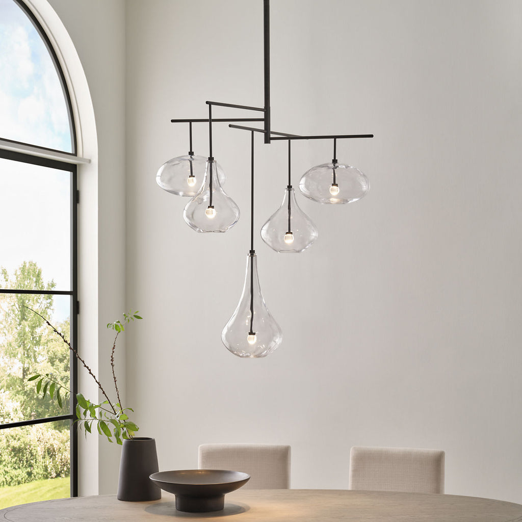 Lomme XL Chandelier | Gun Metal | Clear Glass