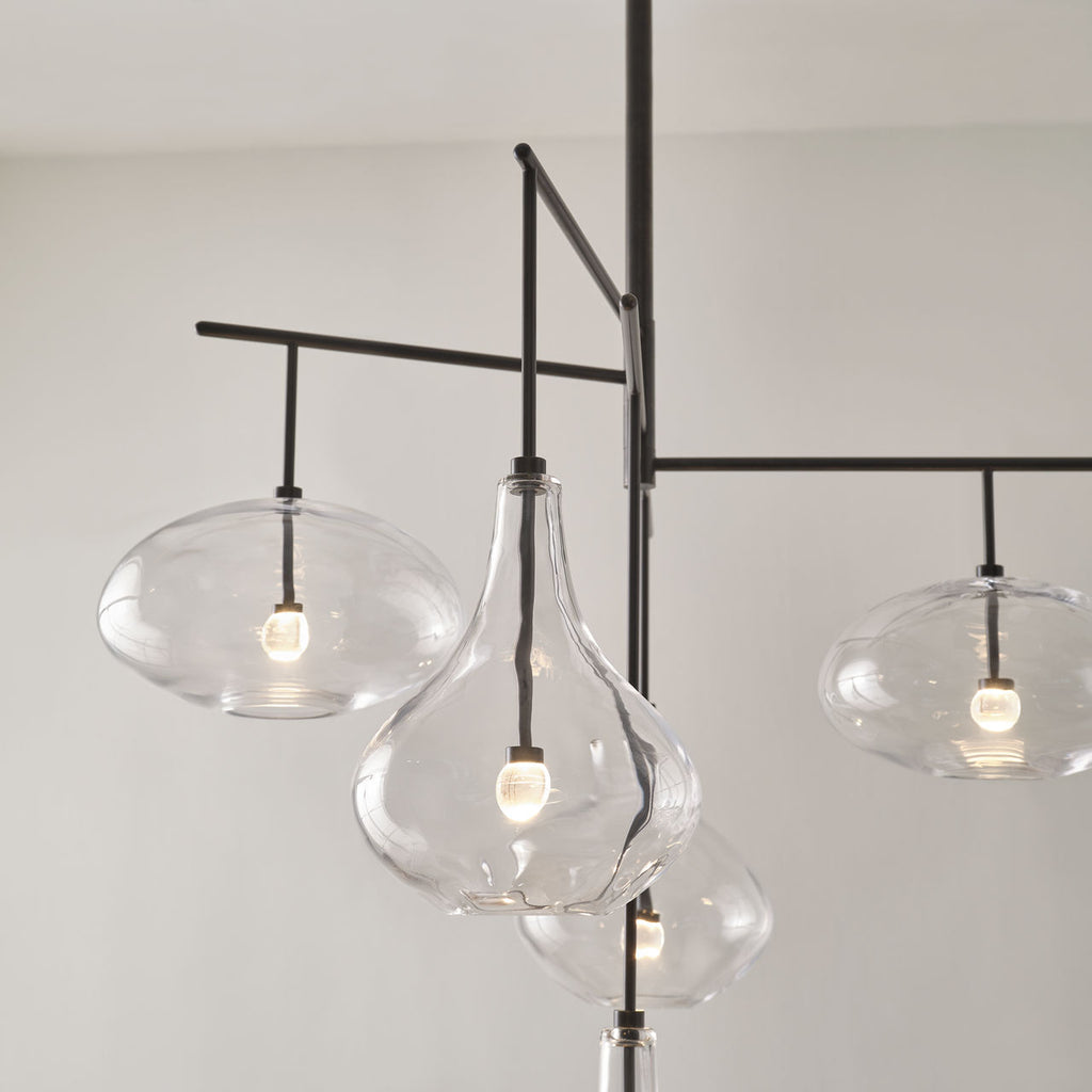 Lomme XL Chandelier | Gun Metal | Clear Glass
