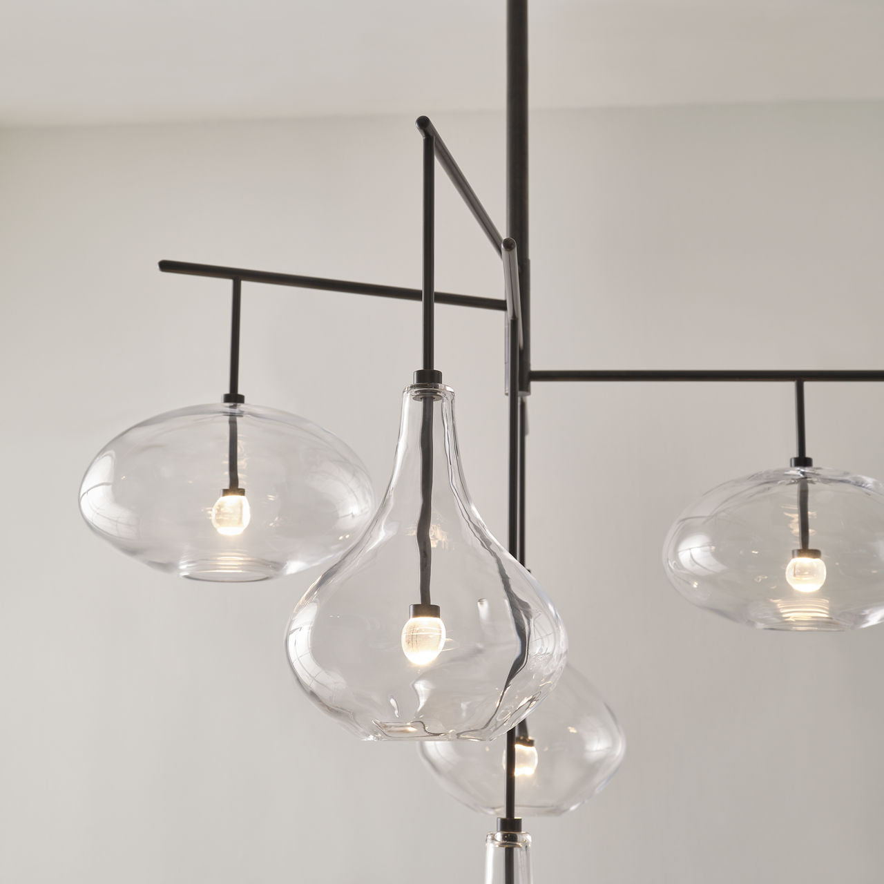 Lomme XL Chandelier | Gun Metal | Clear Glass