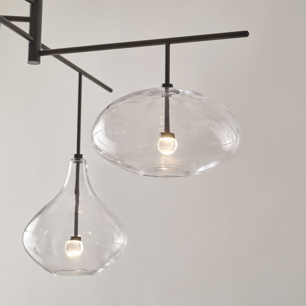 Lomme XL Chandelier | Gun Metal | Clear Glass
