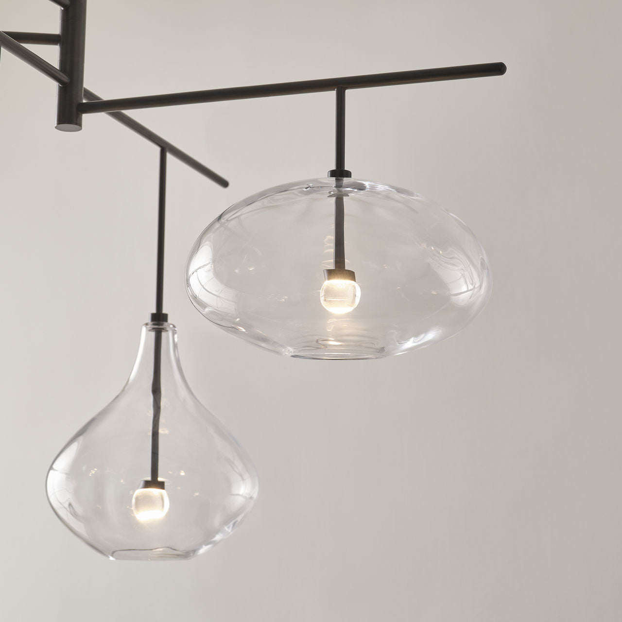 Lomme XL Chandelier | Gun Metal | Clear Glass
