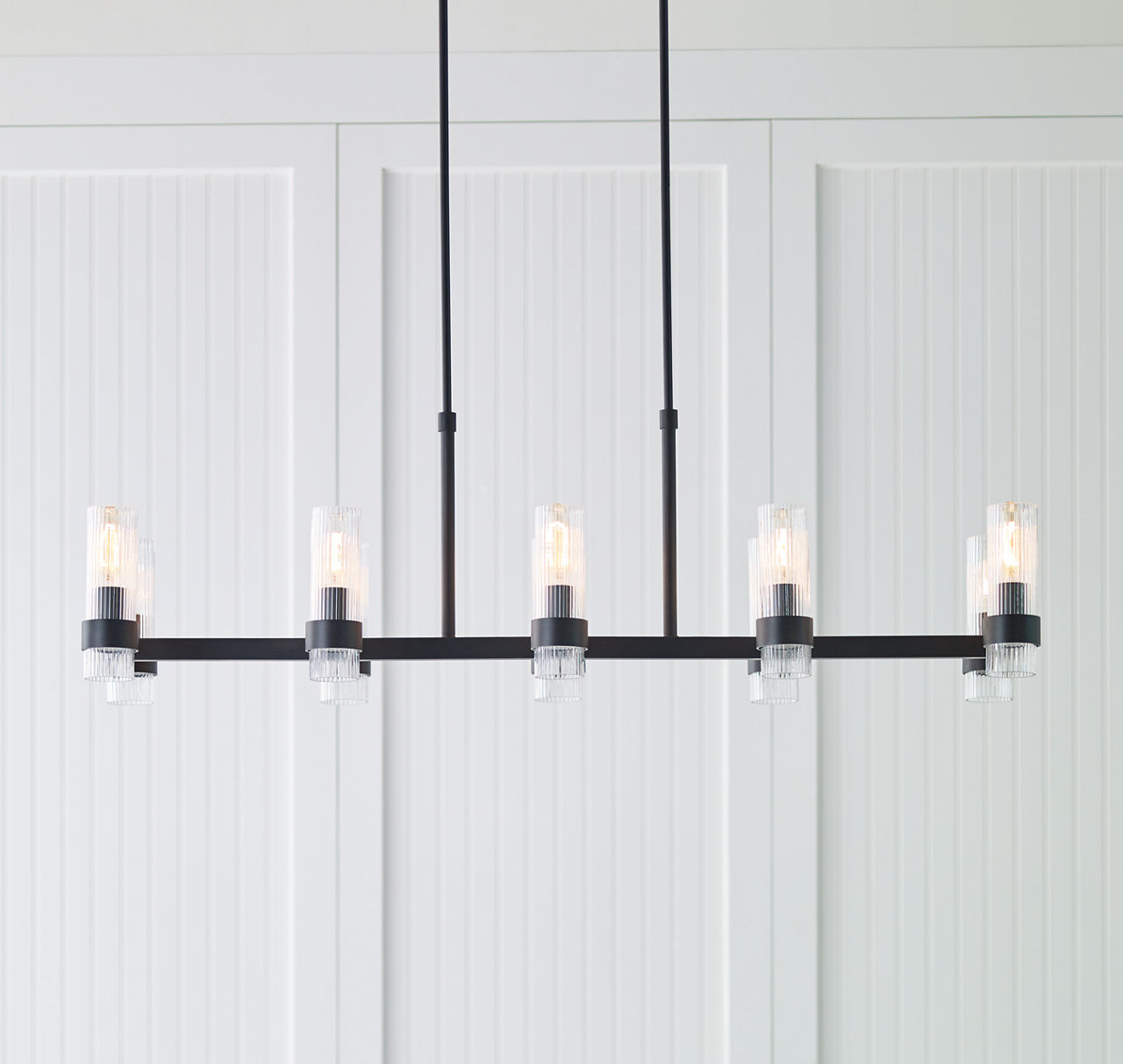 Geneva Large Linear Chandelier | Aged Iron