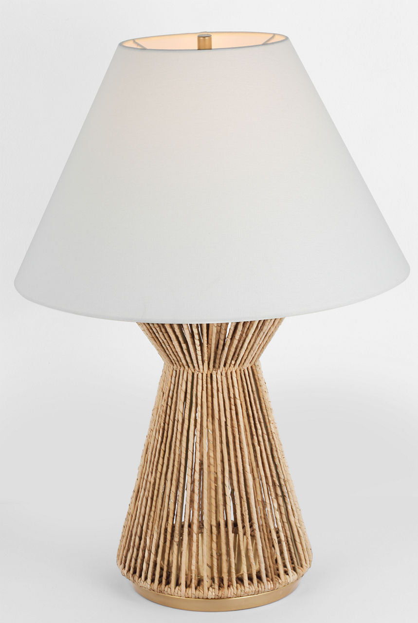 Antigua 30" Table Lamp | Natural Abaca and Antique-Burnished Brass | Linen Shade