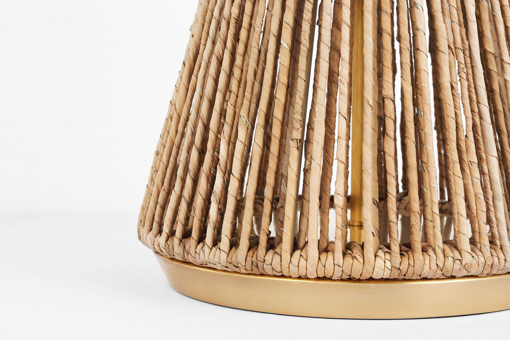Antigua 30" Table Lamp | Natural Abaca and Antique-Burnished Brass | Linen Shade