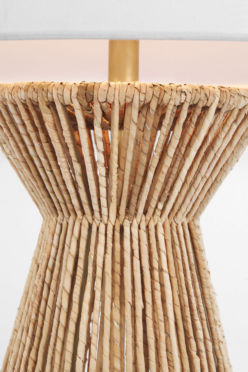 Antigua 30" Table Lamp | Natural Abaca and Antique-Burnished Brass | Linen Shade