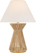 Antigua 30" Table Lamp | Natural Abaca and Antique-Burnished Brass | Linen Shade