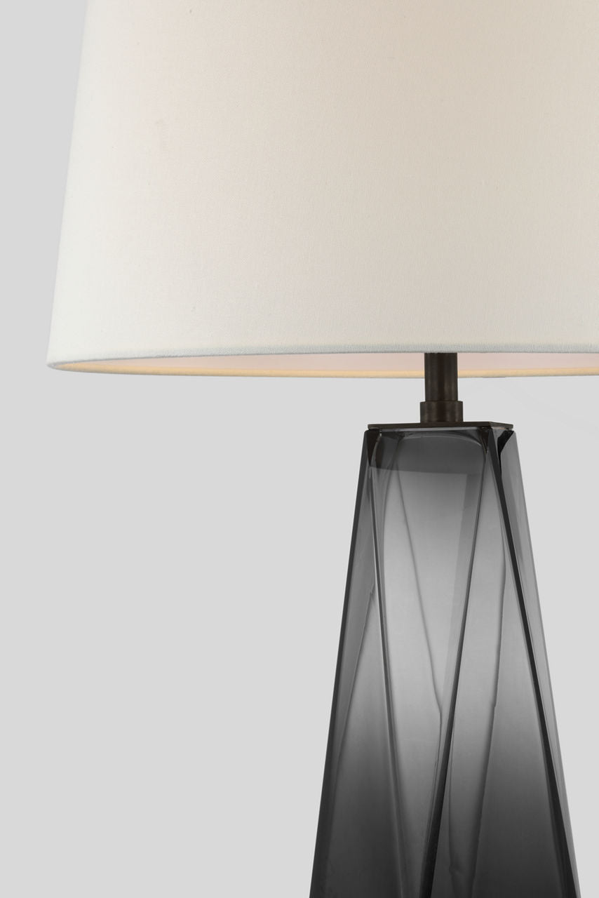 Gemma Medium Table Lamp | Smoked Glass | Linen Shade
