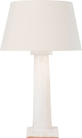 Colonne Large Balustrade Table Lamp | Glossy White Crackle | Linen Shade
