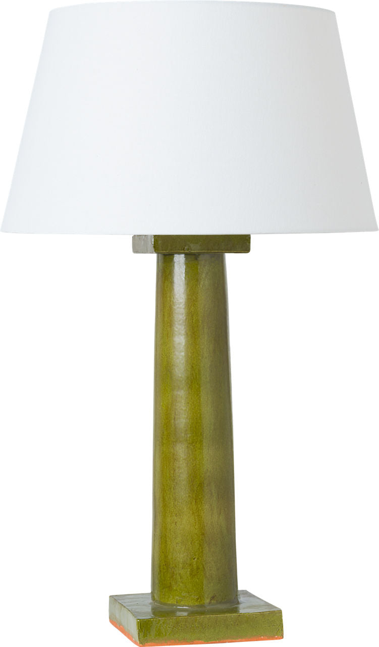 Colonne Large Balustrade Table Lamp | Moss Green | Linen Shade