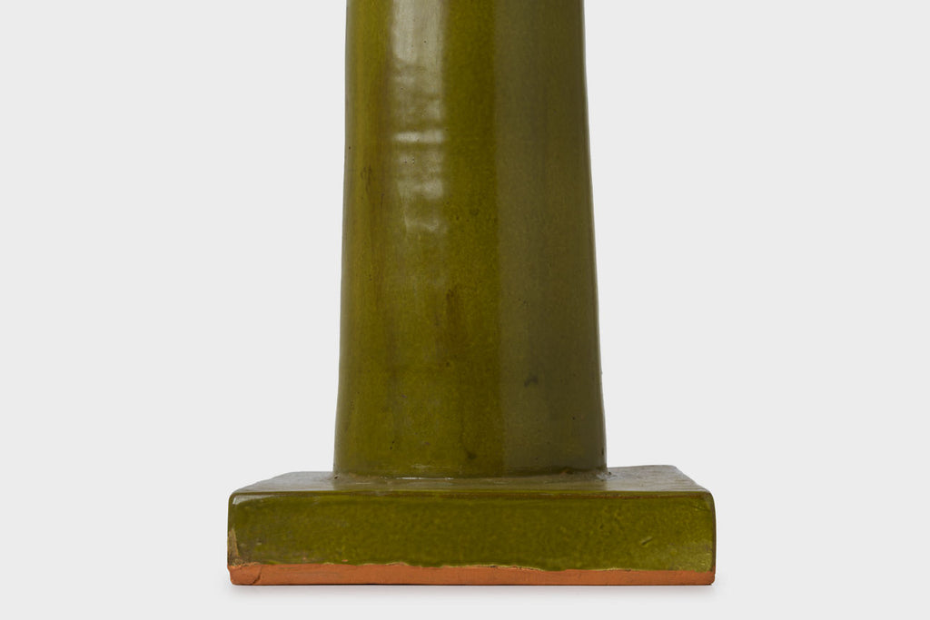 Colonne Large Balustrade Table Lamp | Moss Green | Linen Shade
