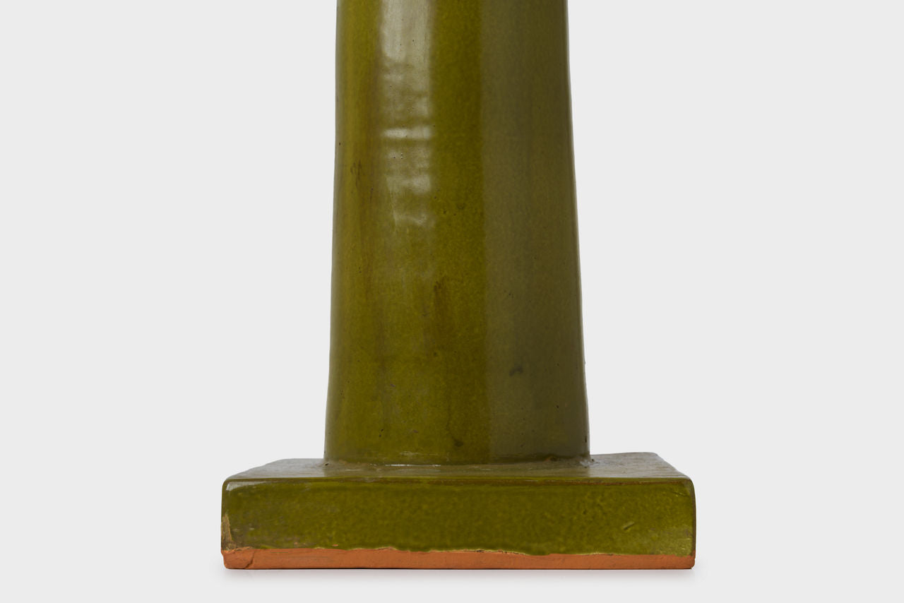 Colonne Large Balustrade Table Lamp | Moss Green | Linen Shade