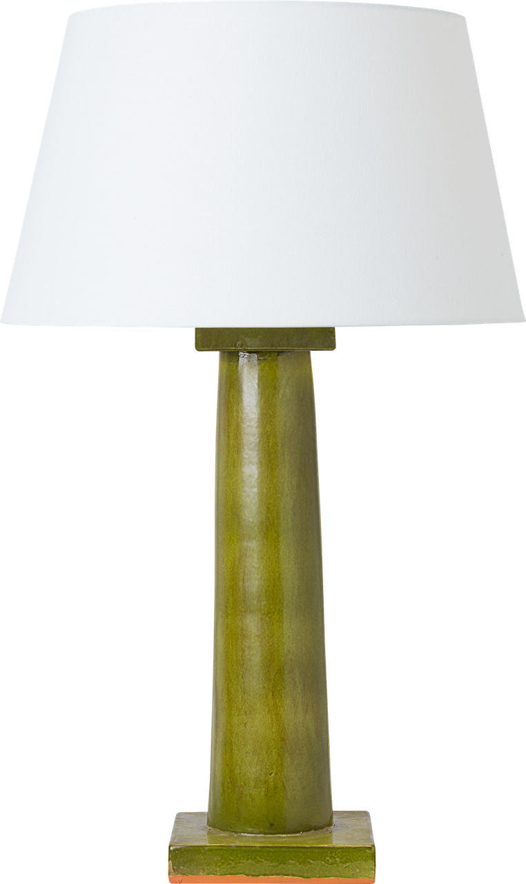 Colonne Large Balustrade Table Lamp | Moss Green | Linen Shade