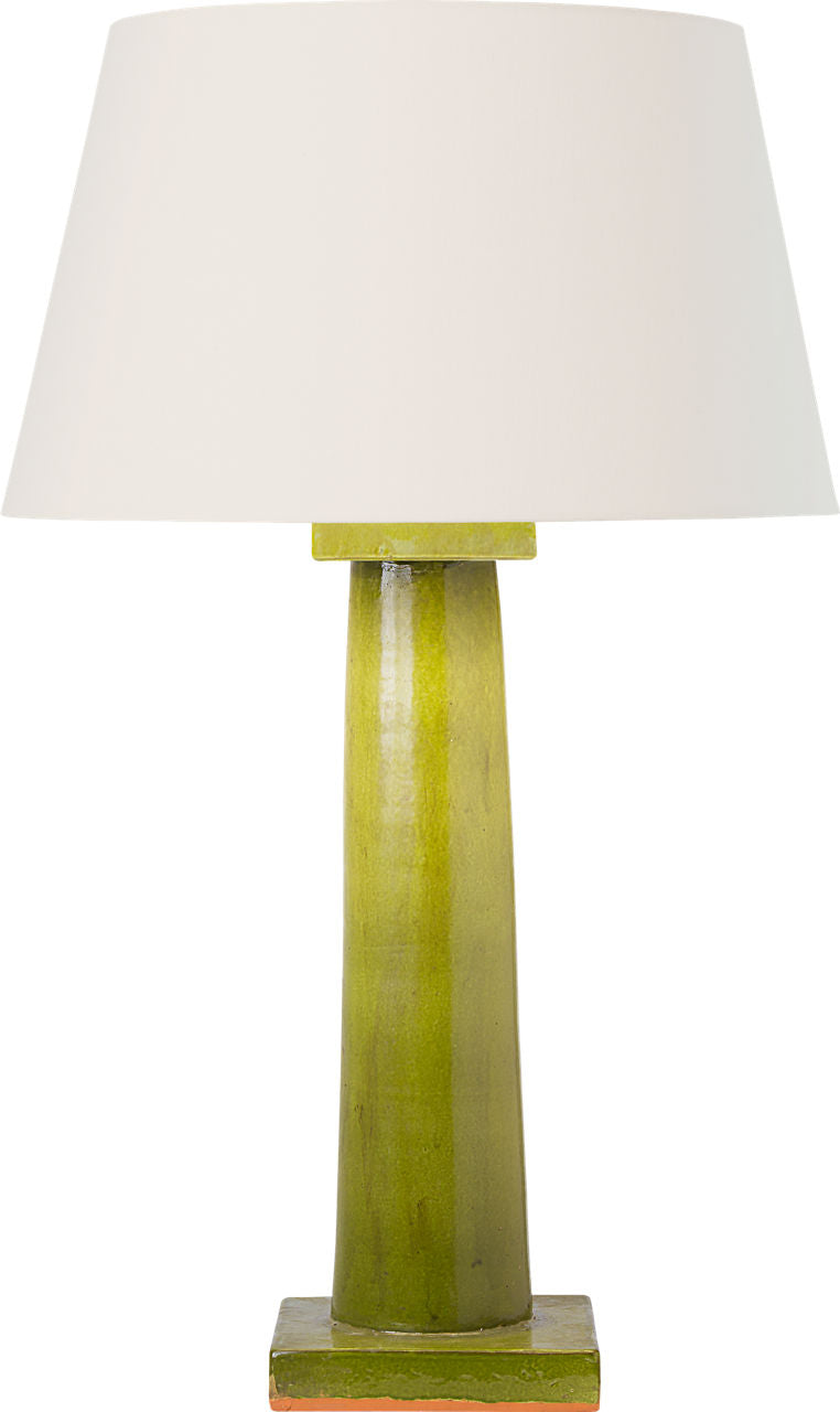 Colonne Large Balustrade Table Lamp | Moss Green | Linen Shade