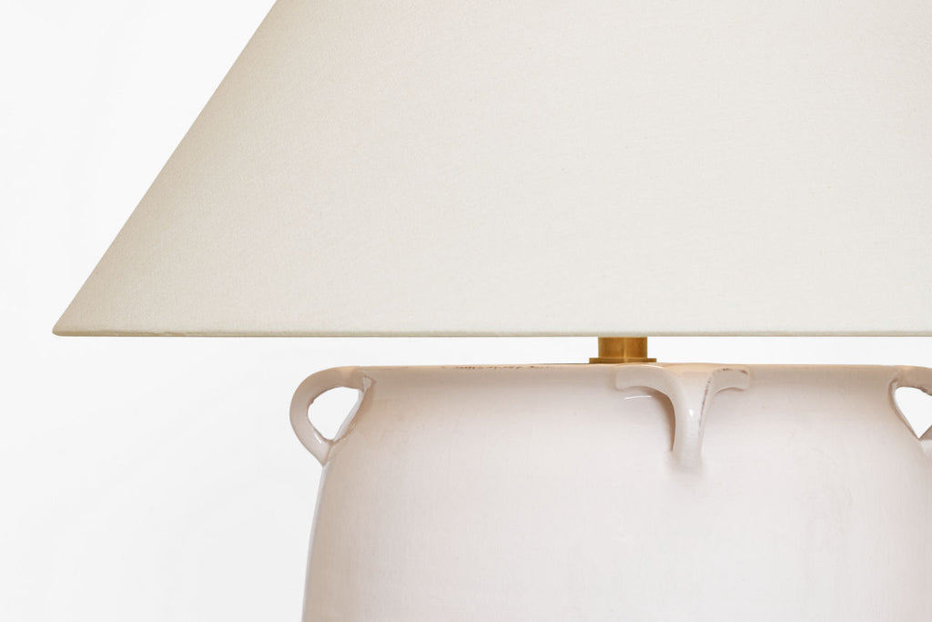 Fasano 28" Table Lamp | Glossy White Crackle | Linen Shade