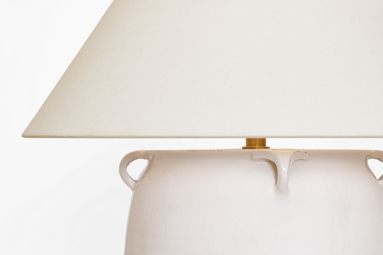 Fasano 28" Table Lamp | Glossy White Crackle | Linen Shade