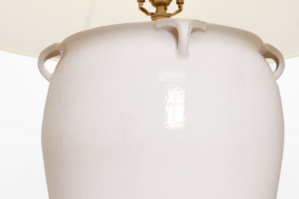 Fasano 28" Table Lamp | Glossy White Crackle | Linen Shade