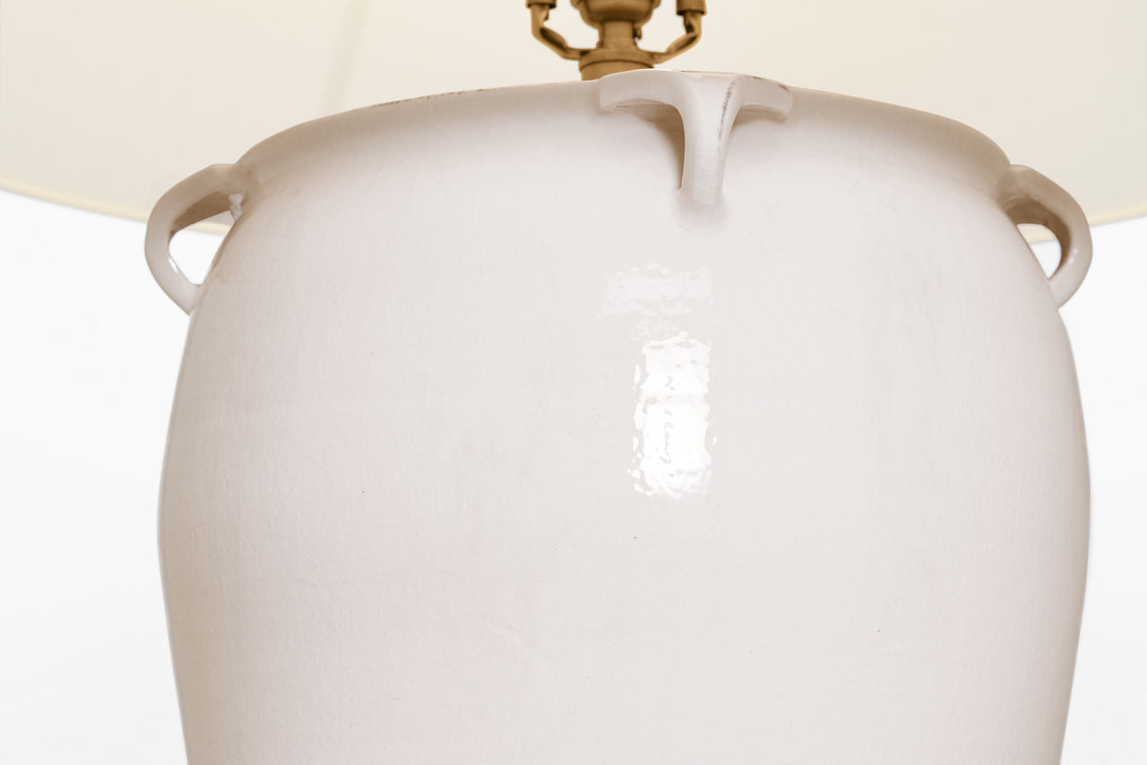 Fasano 28" Table Lamp | Glossy White Crackle | Linen Shade
