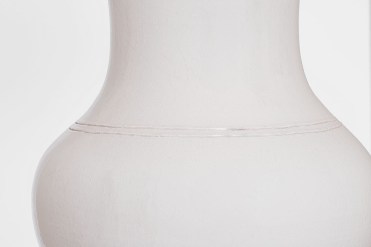 Sorrento 29" Table Lamp | Glossy White Crackle | Linen Shade