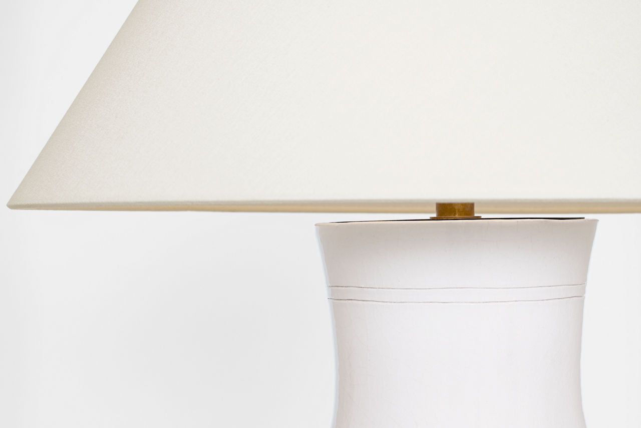 Sorrento 29" Table Lamp | Glossy White Crackle | Linen Shade