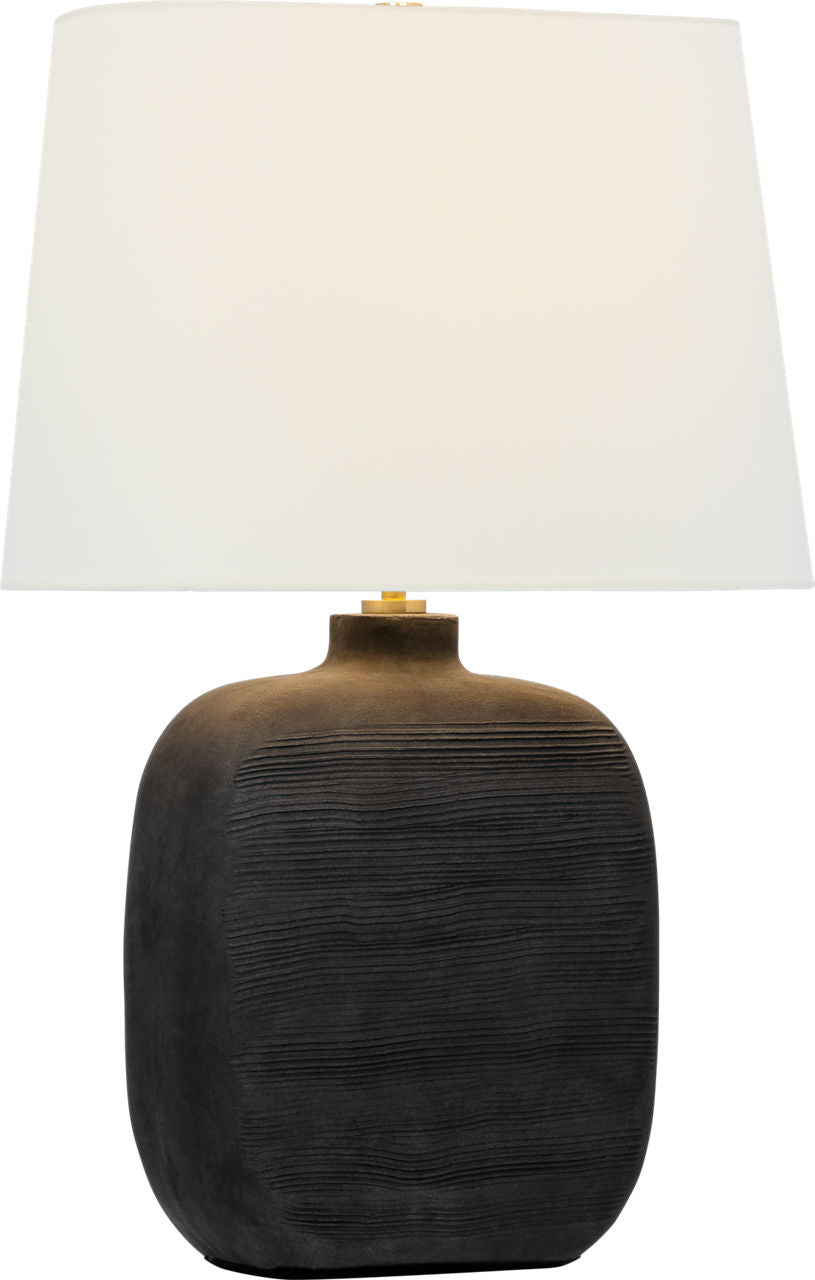 Pemba Medium Combed Table Lamp | Chimney Black | Linen Shade