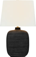 Pemba Medium Combed Table Lamp | Chimney Black | Linen Shade