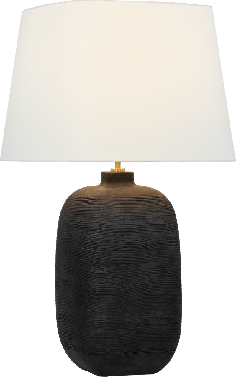 Pemba Large Combed Table Lamp | Chimney Black | Linen Shade