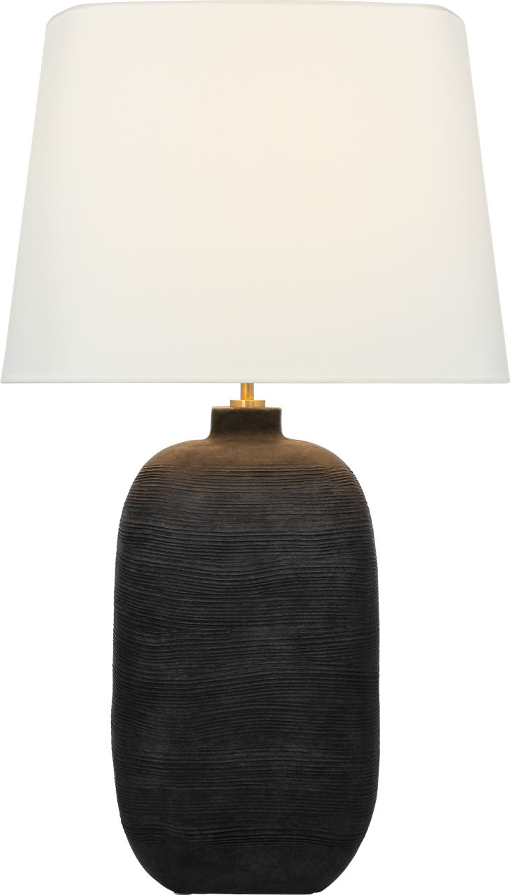 Pemba Large Combed Table Lamp | Chimney Black | Linen Shade