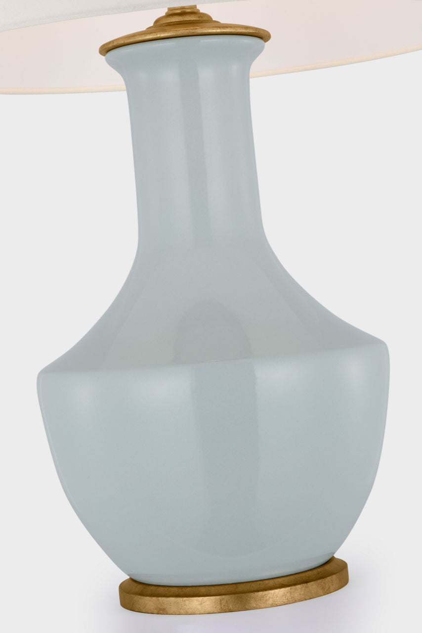 Lambay Cordless Table Lamp | Ice Blue | Linen Shade