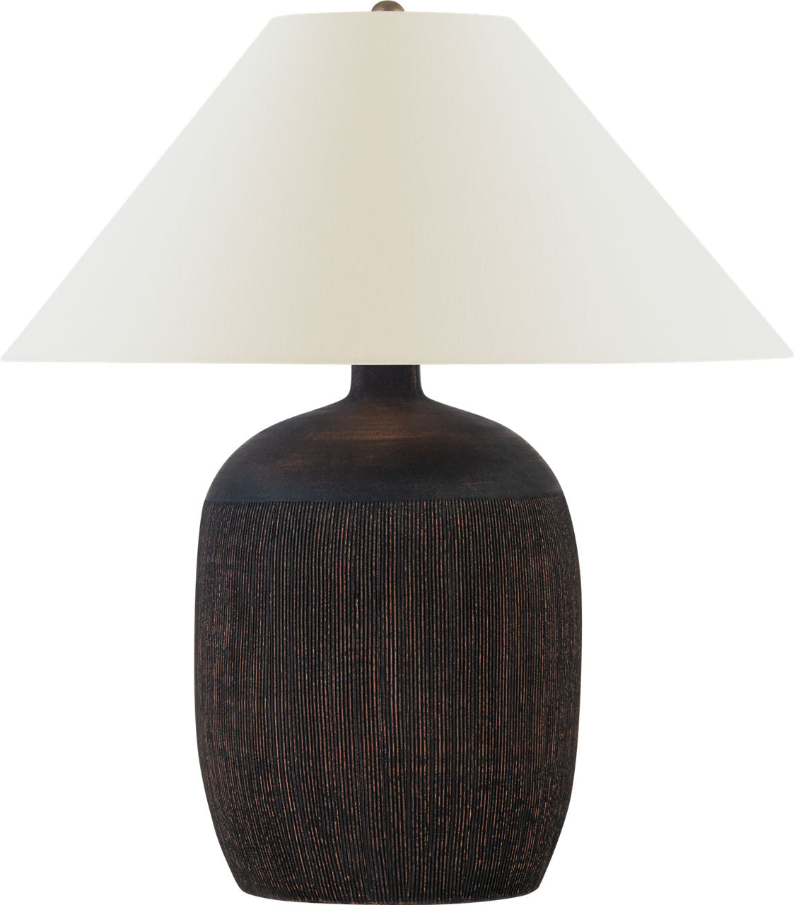 Portis 32" Combed Round Table Lamp | Black Wash Terracotta | Linen Shade