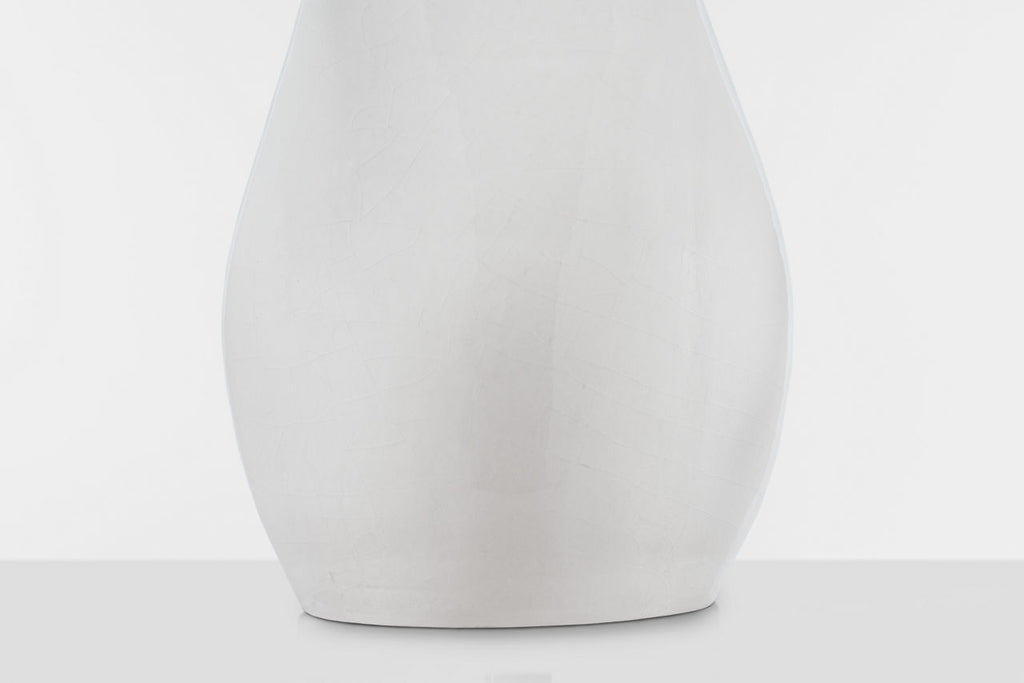 Cabazon 30" Table Lamp | Glossy White Crackle | Linen Shade
