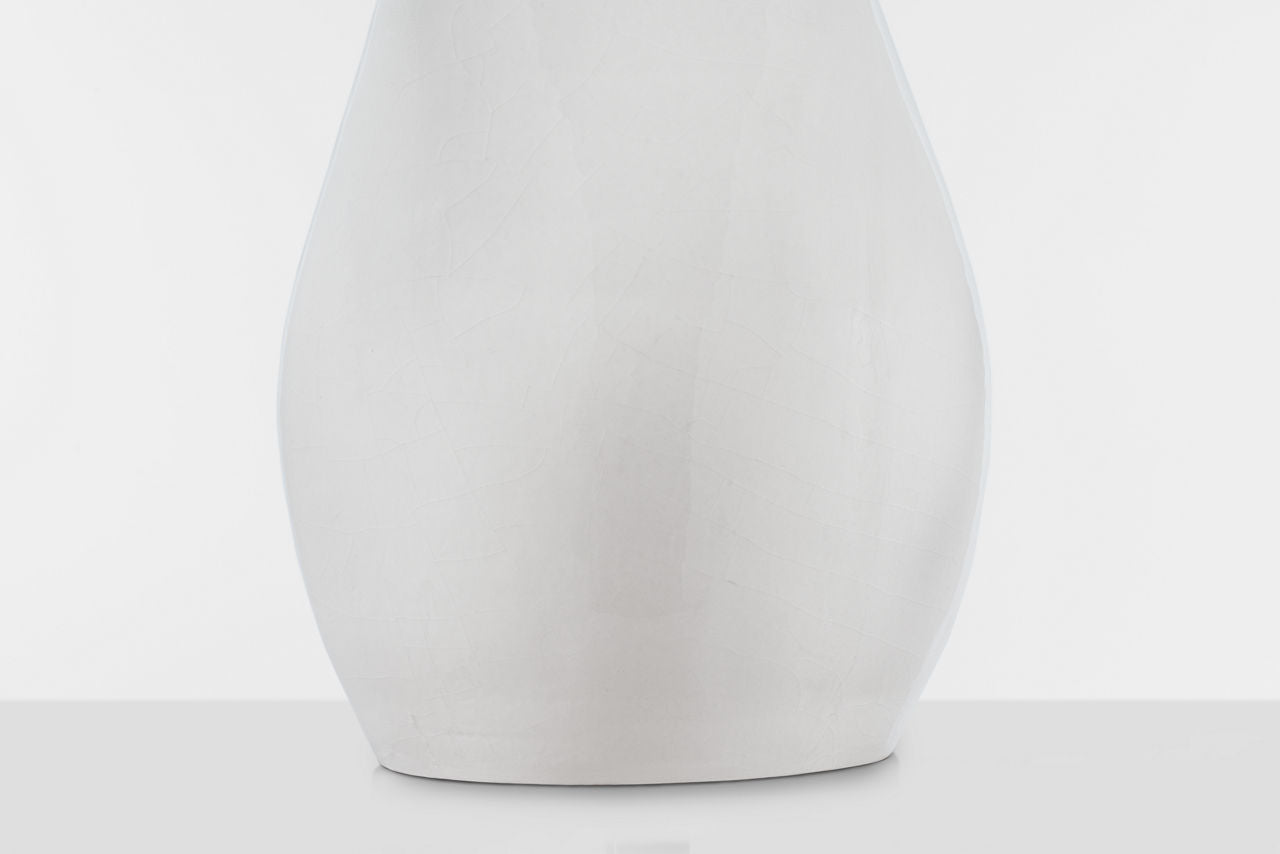 Cabazon 30" Table Lamp | Glossy White Crackle | Linen Shade