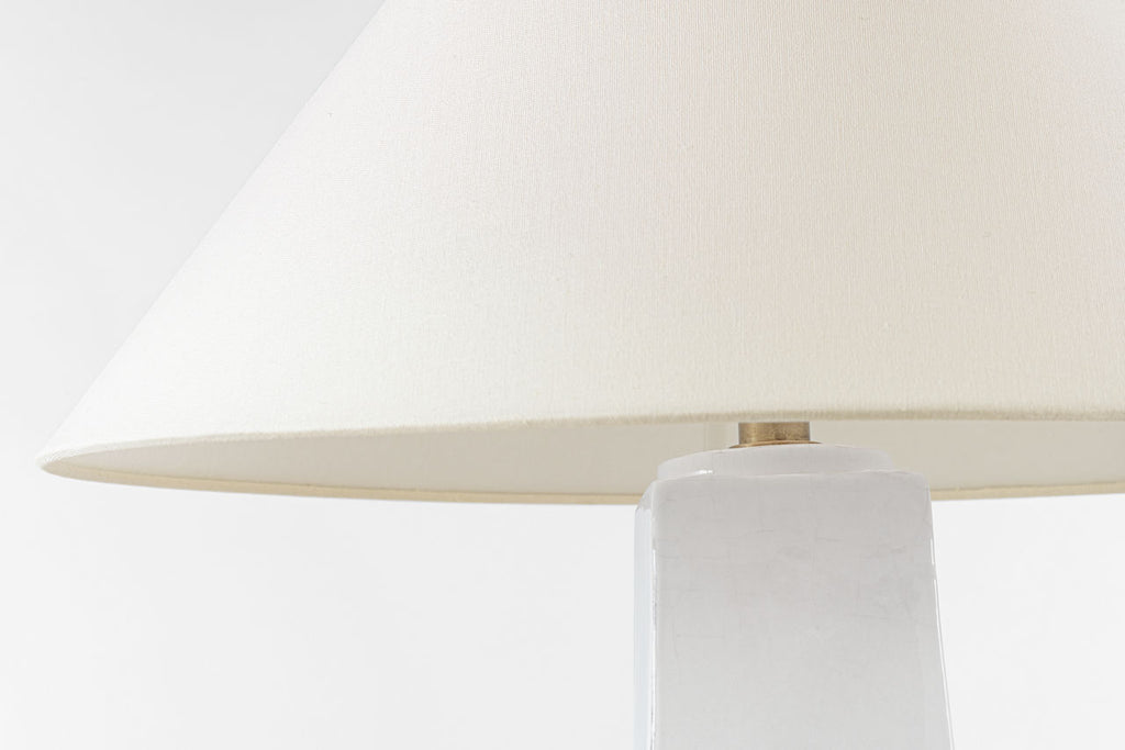 Cabazon 30" Table Lamp | Glossy White Crackle | Linen Shade