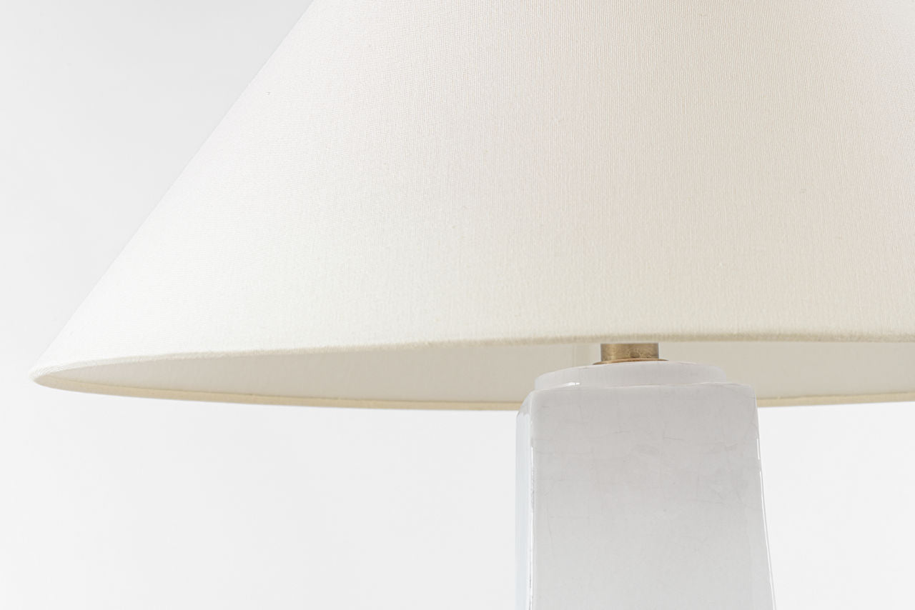 Cabazon 30" Table Lamp | Glossy White Crackle | Linen Shade
