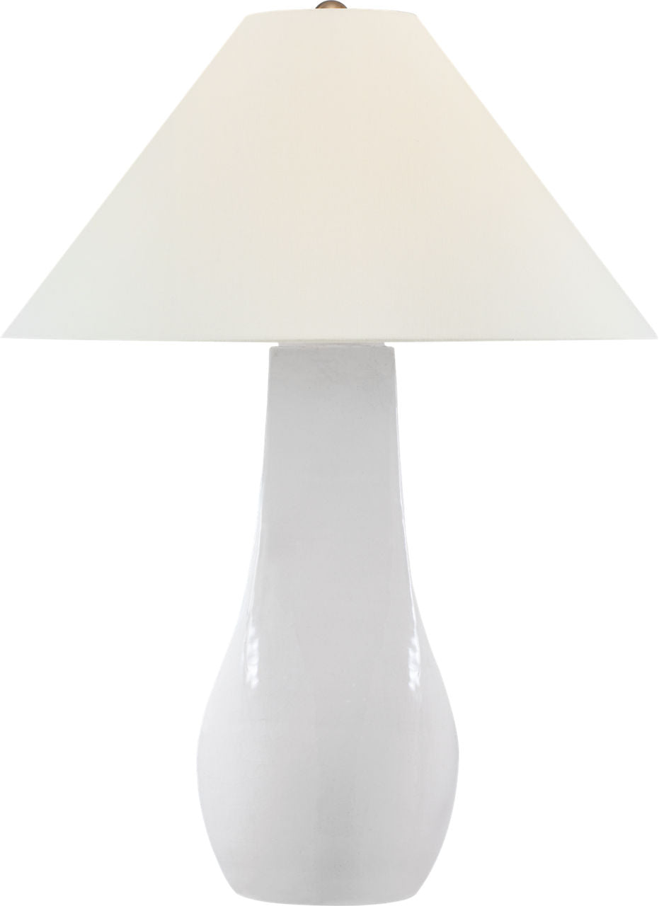 Cabazon 30" Table Lamp | Glossy White Crackle | Linen Shade