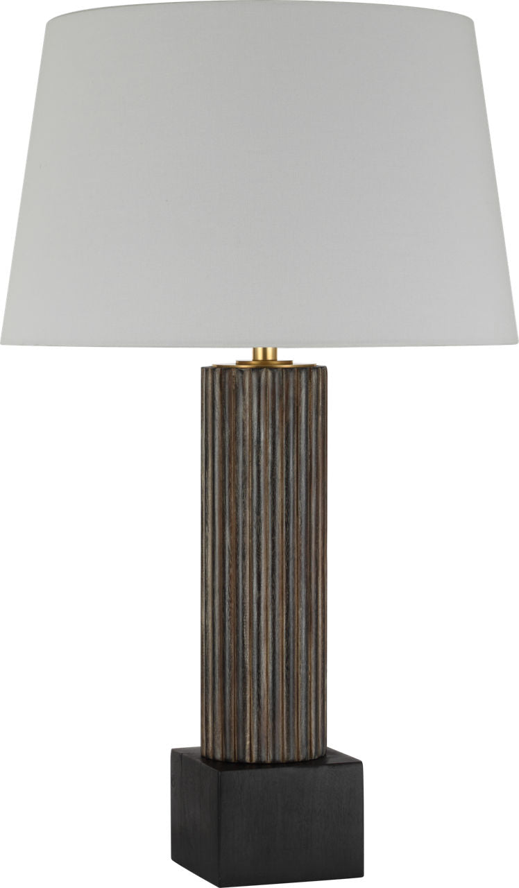 Reeve 29" Table Lamp | Vintage Walnut and Ebonized Oak | Linen Shade