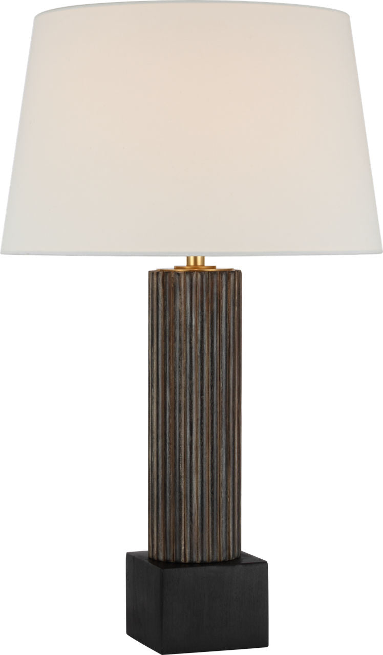 Reeve 29" Table Lamp | Vintage Walnut and Ebonized Oak | Linen Shade