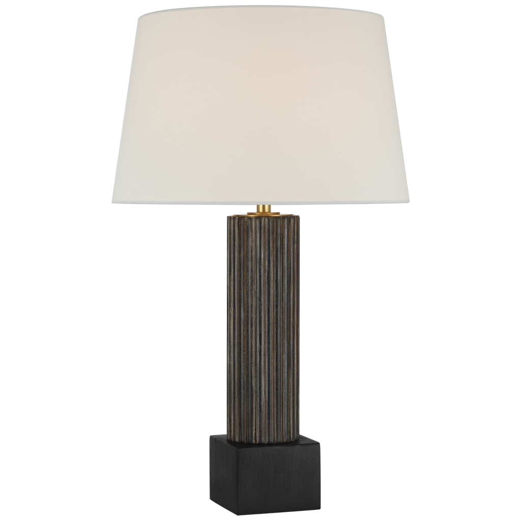 Reeve 29" Table Lamp | Vintage Walnut and Ebonized Oak | Linen Shade