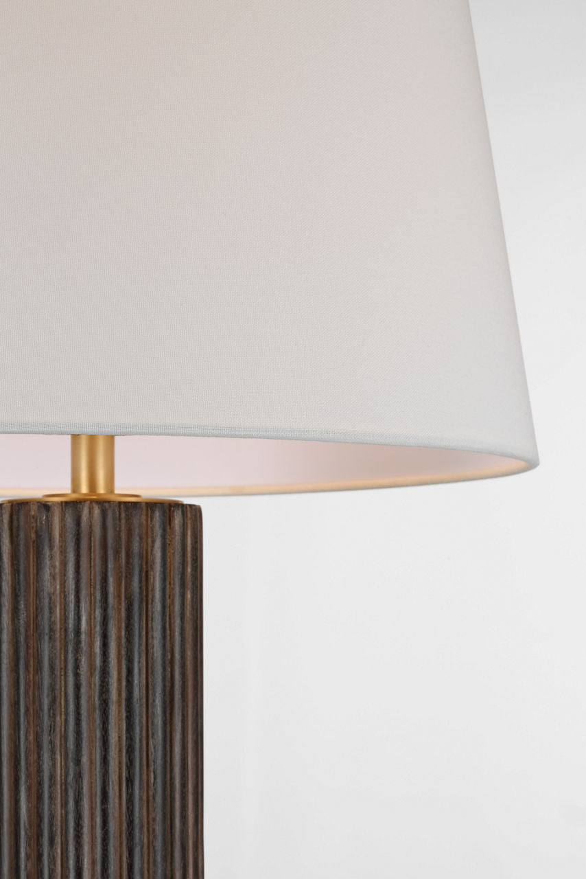 Reeve 29" Table Lamp | Vintage Walnut and Ebonized Oak | Linen Shade