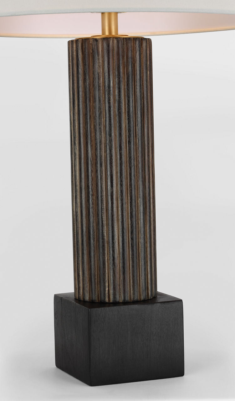 Reeve 29" Table Lamp | Vintage Walnut and Ebonized Oak | Linen Shade