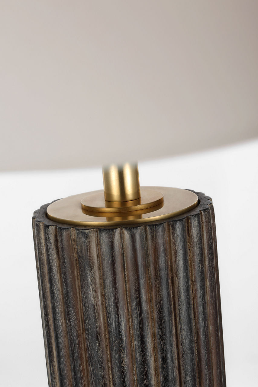Reeve 29" Table Lamp | Vintage Walnut and Ebonized Oak | Linen Shade