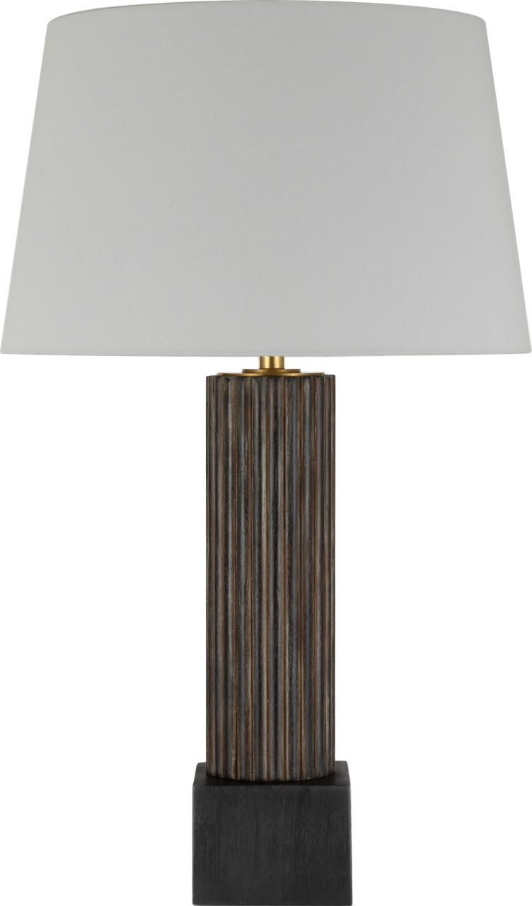 Reeve 29" Table Lamp | Vintage Walnut and Ebonized Oak | Linen Shade
