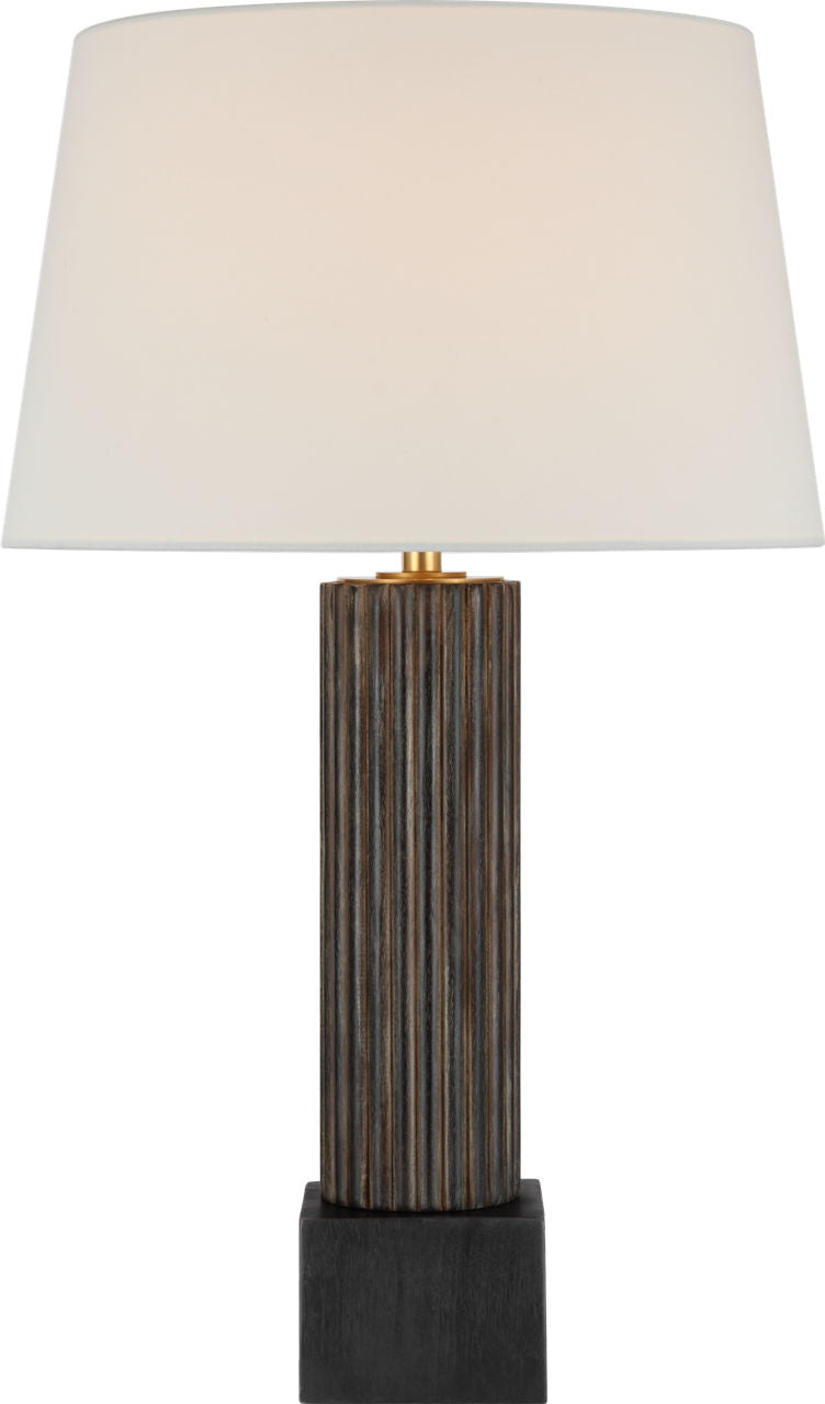 Reeve 29" Table Lamp | Vintage Walnut and Ebonized Oak | Linen Shade